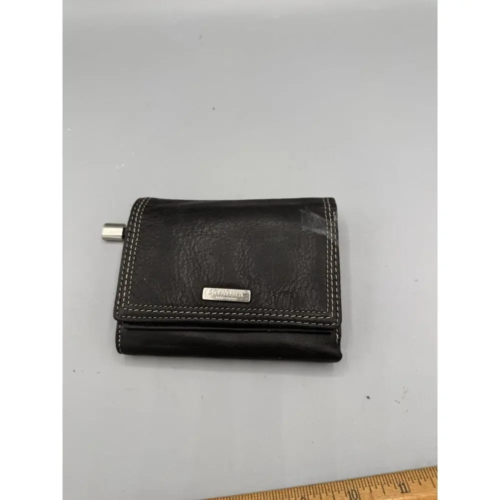Sonoma Lifestyle Black Wallet Faux Leather Zip Coin Purse ID Window